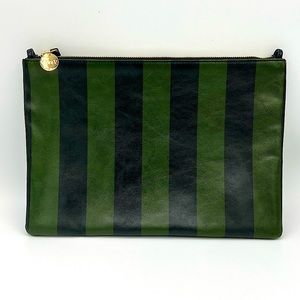 Clare V striped leather flat clutch pouch